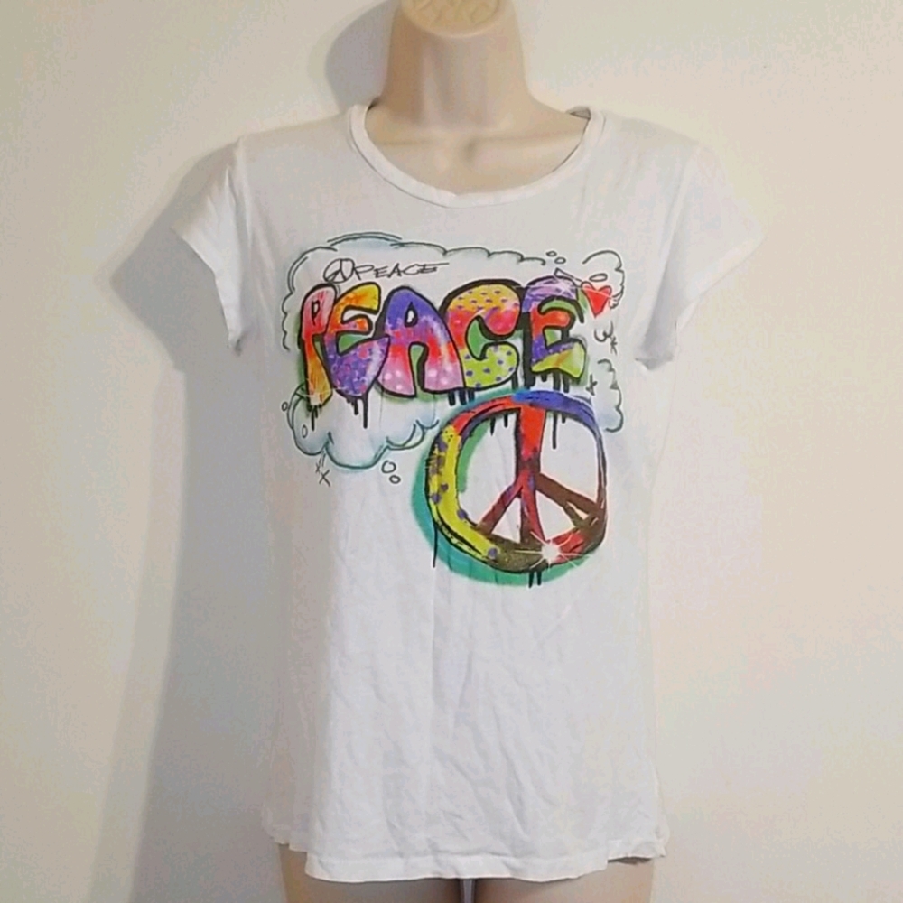Max Rave women's XL white blouse peace on front
